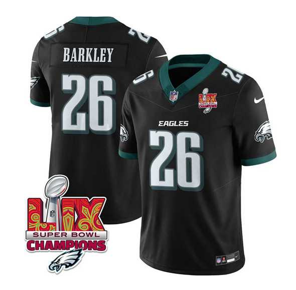 Men & Women & Youth Philadelphia Eagles #26 Saquon Barkley Black 2025 Eagles Logo Super Bowl LIX Patch New F.U.S.E. Vapor Untouchable Limited Stitched Jersey Dzhi